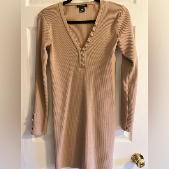 Club Monaco Wool Evangah Sweater Dress in Camel - Picture 2 of 5